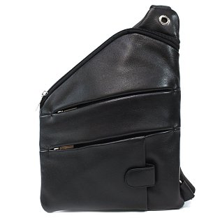 Černý kožený pánský zipový crossbag 216-1574-60